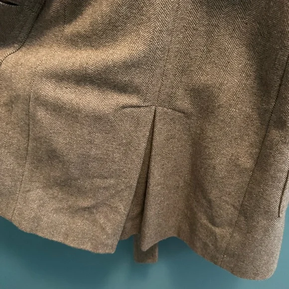 Zara mid-length tweed herringbone wool winter coat - long, oatmeal brown - Picture 9 of 16